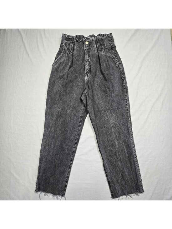 Abercrombie & Fitch Denim - Abercrombie & Fitch Womens 29 A&F Mom Jeans Black Distressed Raw Hem High Waist